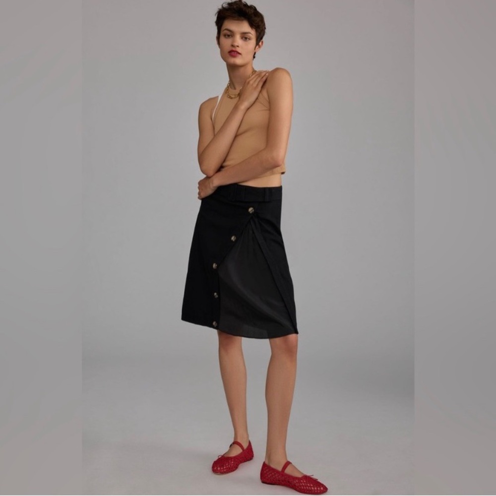 Anthropologie Pleated Front Slit Skirt size size 14